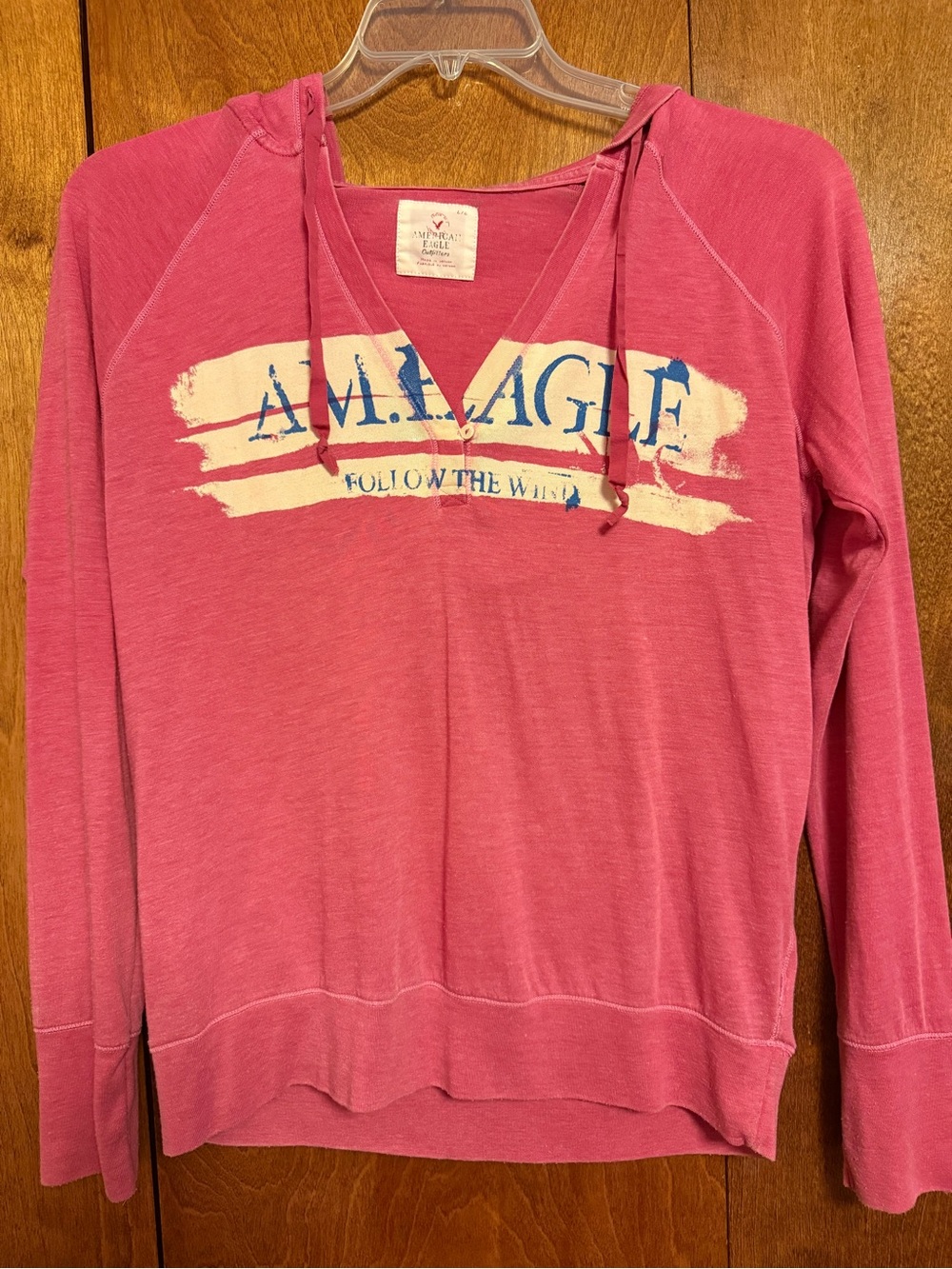 American Eagle Outfitters Rose Pink Hooded Pullover with Logo